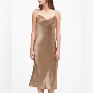 NAVY- Banana Republic Satin Midi Slip Dress in Navy